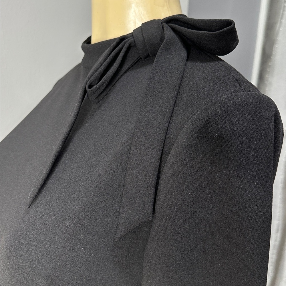 Calvin Klein Women’s Dress Black Tie Mock Neck  Crepe Sheath Sz 8 - Picture 6 of 9